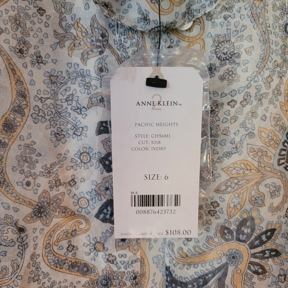 NWT Anne Klein 100%Silk Shirt